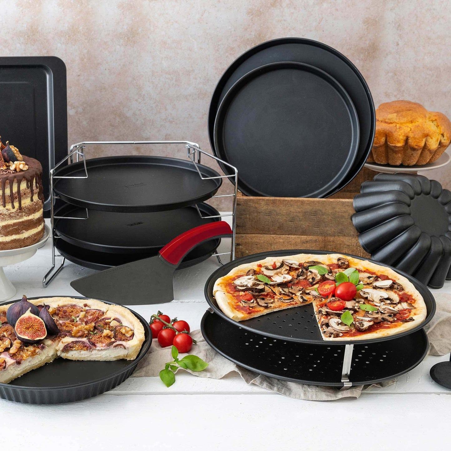 Zenker zestaw do pizzy: 2 × blacha do pizzy 29 cm + łopatka